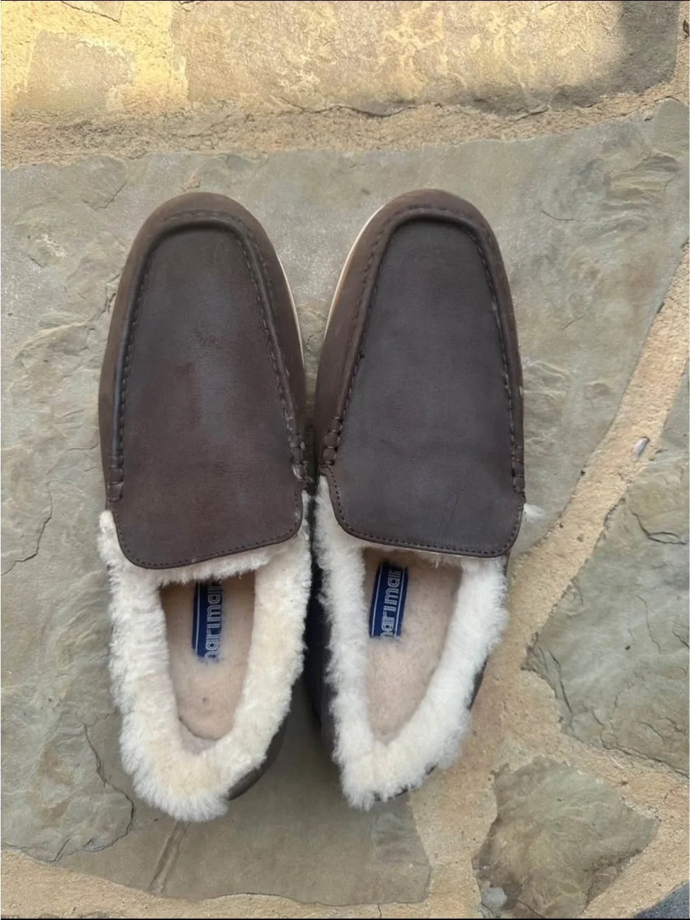 NWOT Hari Mari Brown Suede Shearling-Lined Slippers Size 10